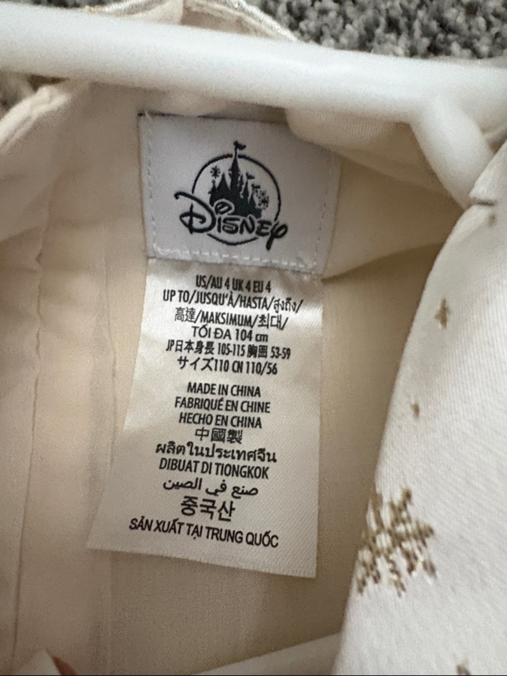 Disney winter Cream Dress with Gold Snowflake and Mickey Accent size 4 - Picture 2 of 3